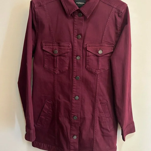 Liverpool Longline Jean Jacket - Ruby/Wine - Picture 4 of 13